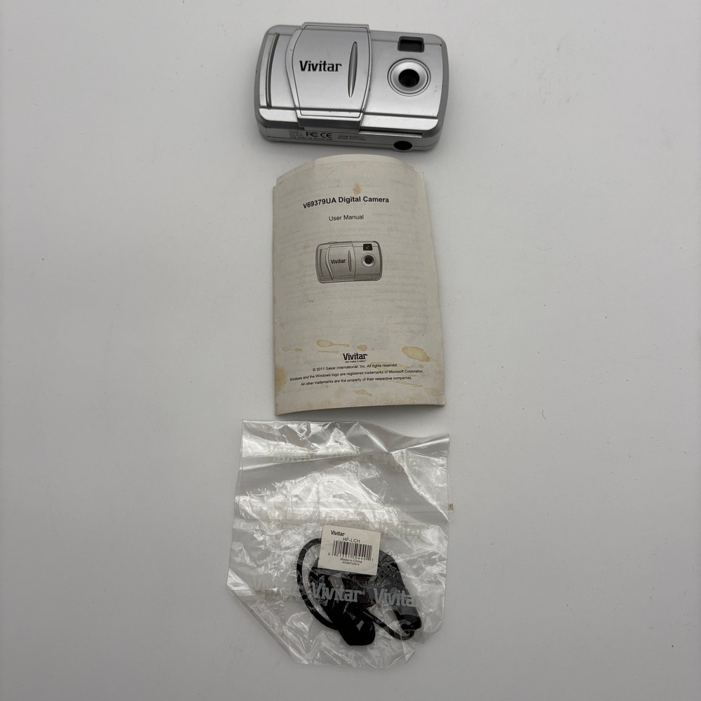 Vivitar V69379UA Digital Camera Silver Compact Point and Shoot with Manual Strap